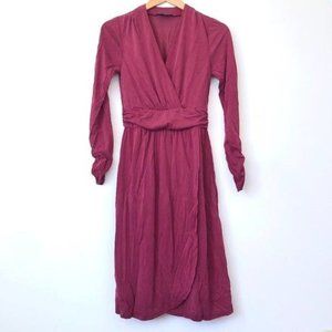 NEW NWOT MODCLOTH Don Done Knit Dress Berry Mauve Faux Wrap Long Sleeve Small S